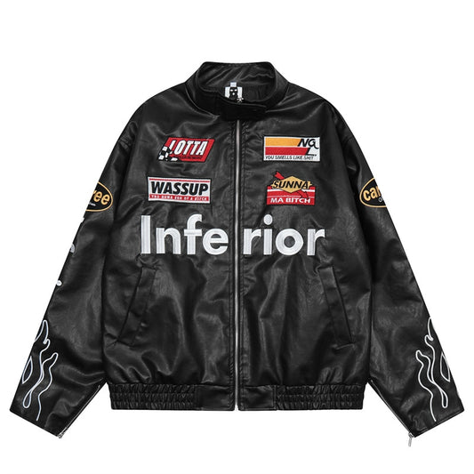 Care Free Racing Leather Jacket