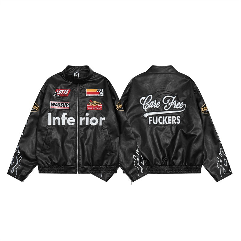 Care Free Racing Leather Jacket