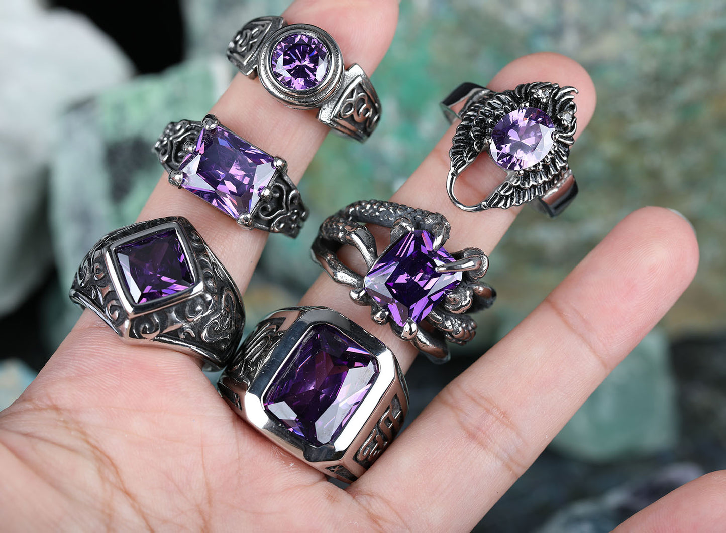 Purple Stone Steal Ring