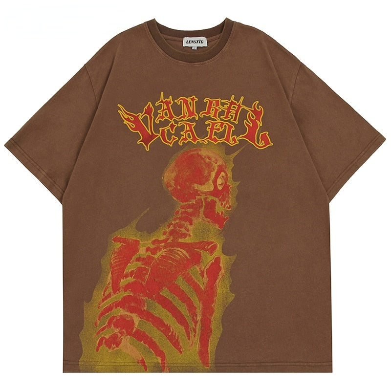 Flame Skeleton Graphic Tee