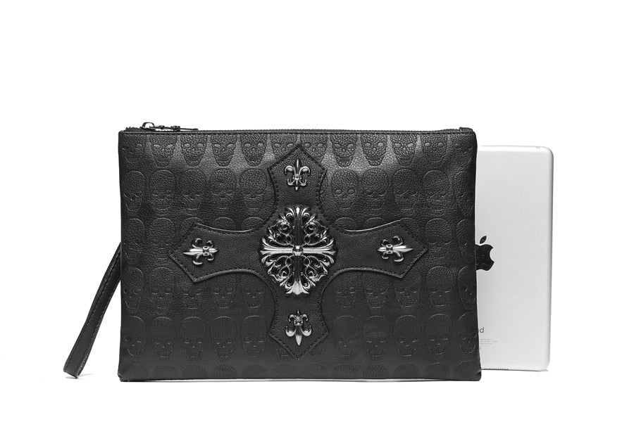 Men's Leather Skull hand Bag