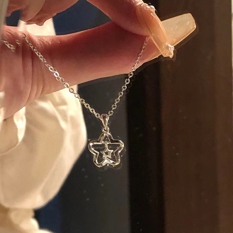 Hollow Stars Stainless Steel Necklace