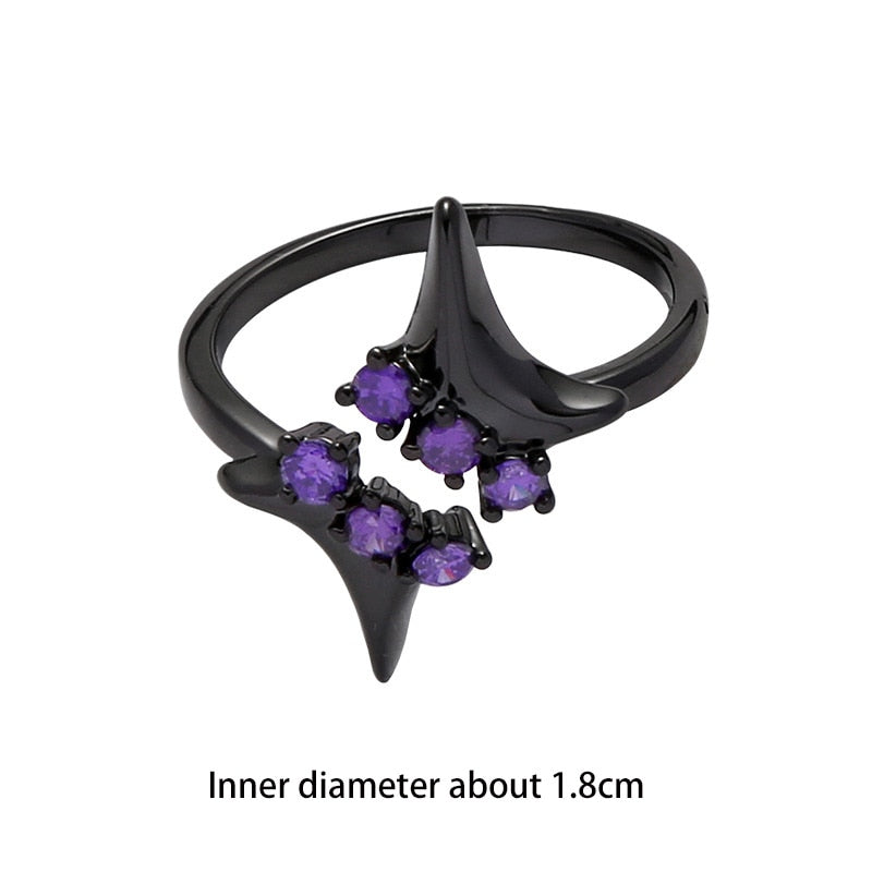 Purple Rhinestones Adjustable Ring