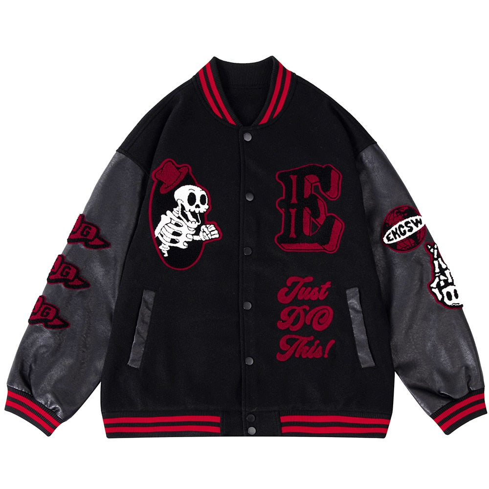 Black Skeleton Varsity Jacket