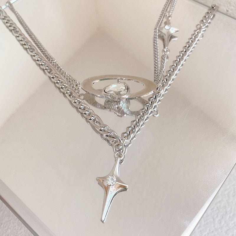 Crystal Silver Heart Necklace