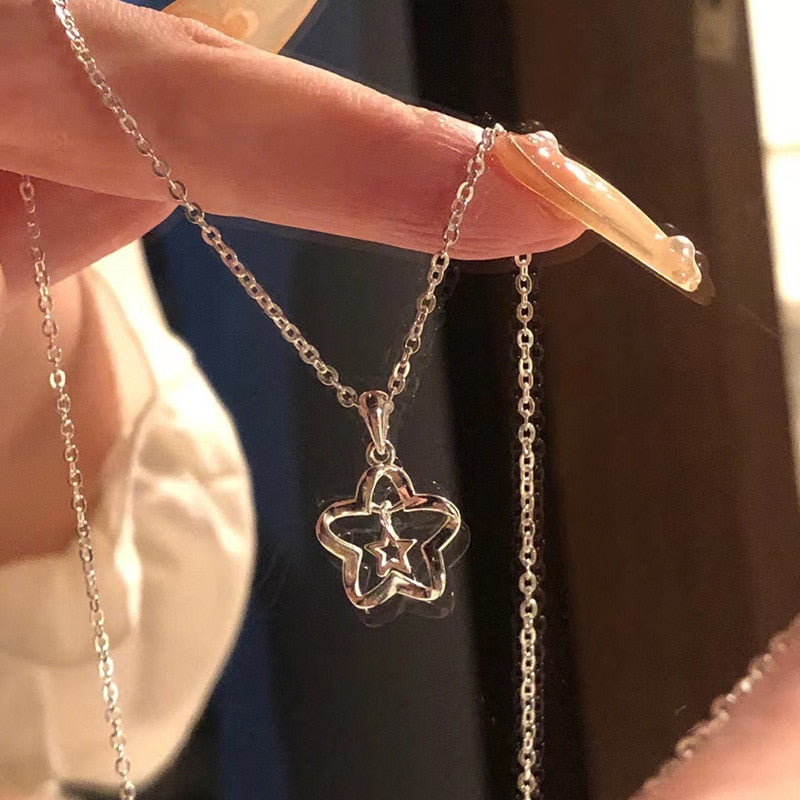 Hollow Stars Stainless Steel Necklace