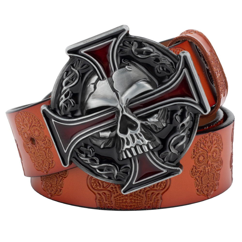 Dark Skull Leather Belt