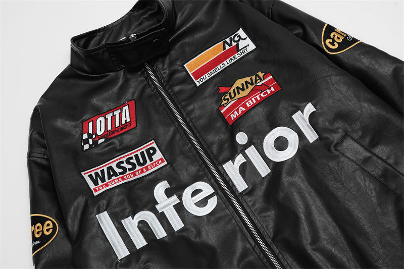 Care Free Racing Leather Jacket