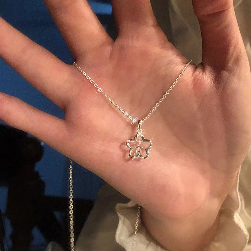 Hollow Stars Stainless Steel Necklace