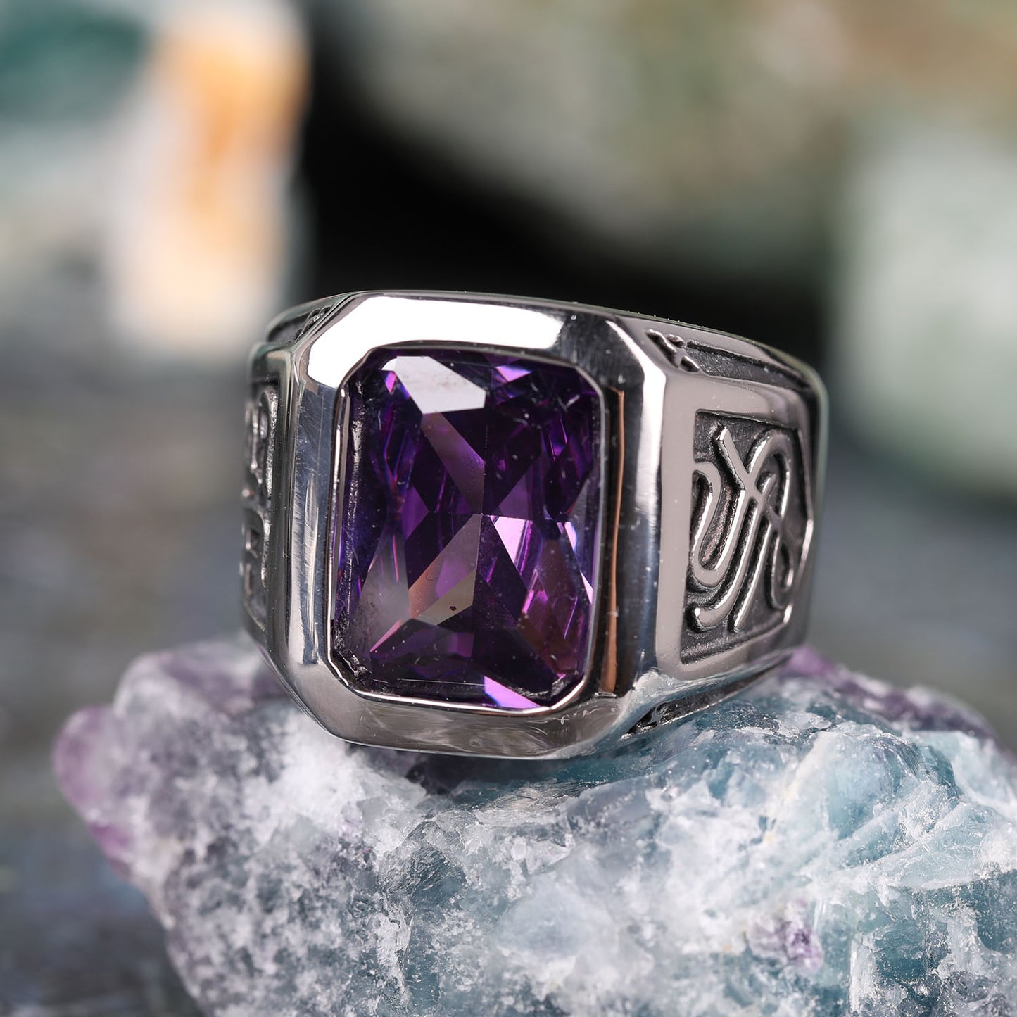 Purple Stone Steal Ring