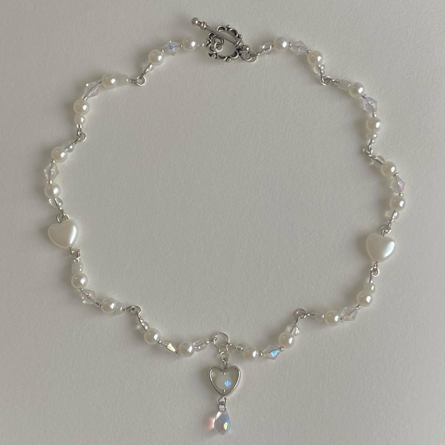 Handmade Heart Beaded Pearl Necklace