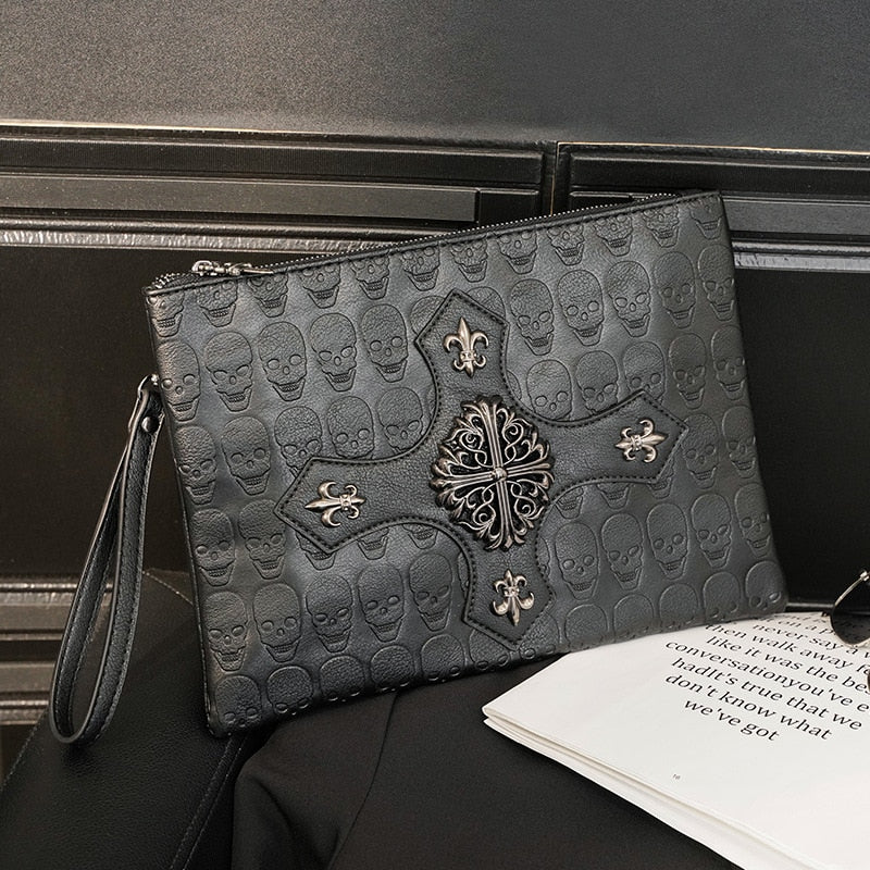 Men's Leather Skull hand Bag