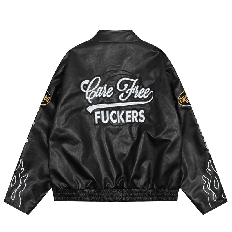Care Free Racing Leather Jacket