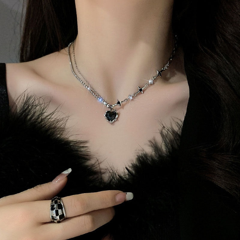 Purple Crystal Heart Necklace