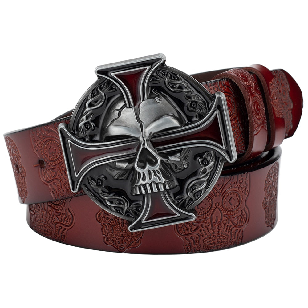 Dark Skull Leather Belt