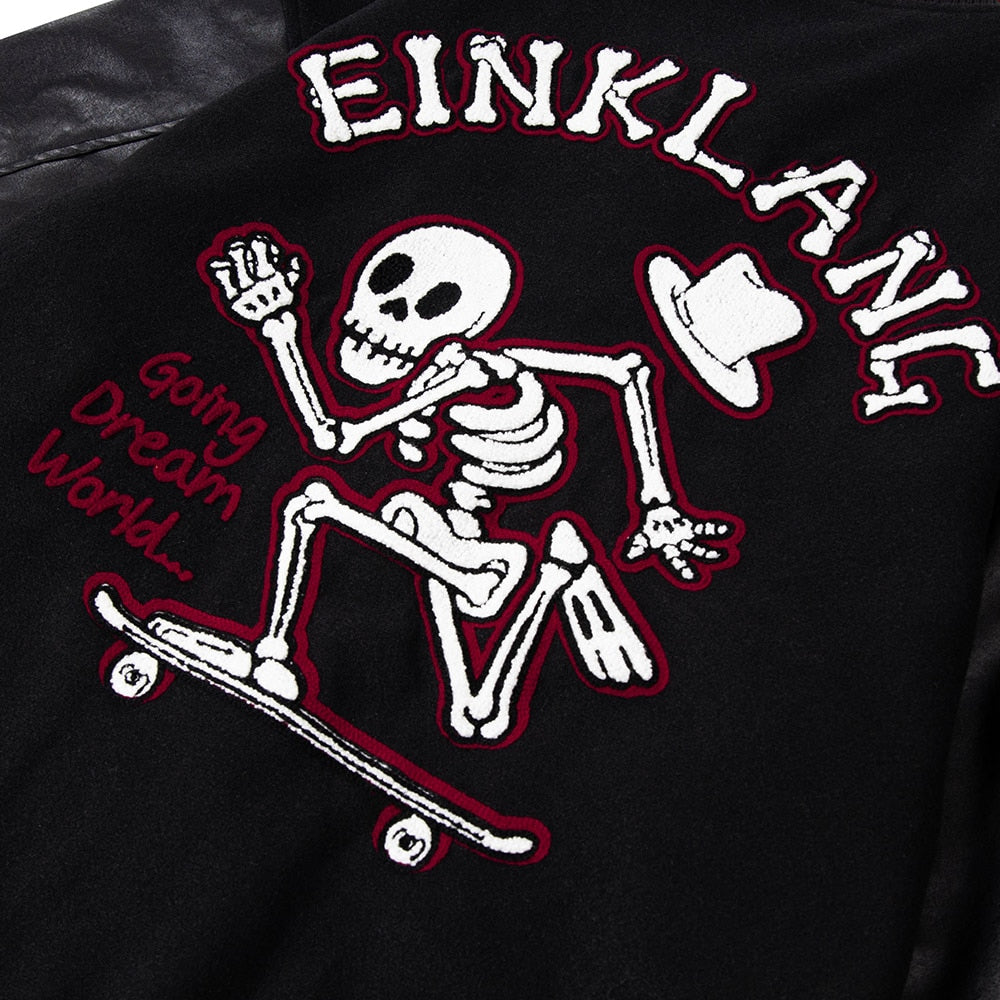 Black Skeleton Varsity Jacket
