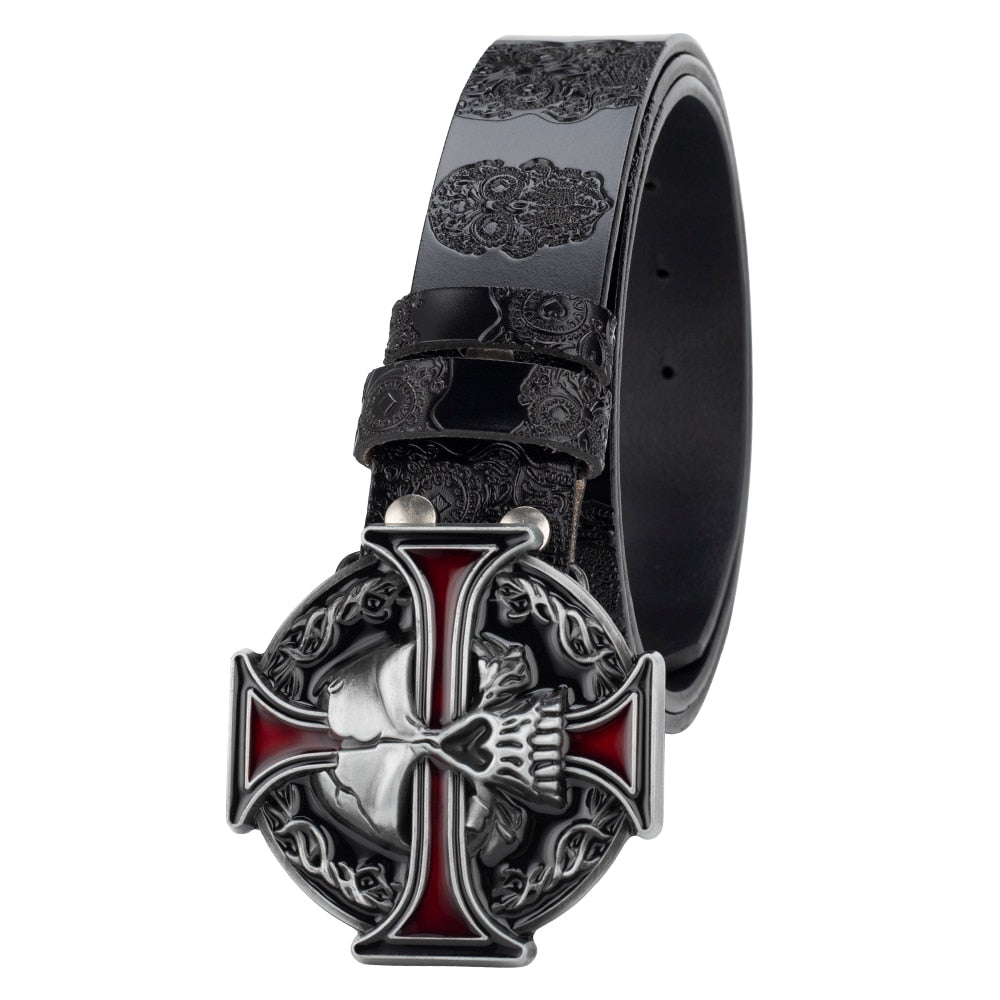 Dark Skull Leather Belt