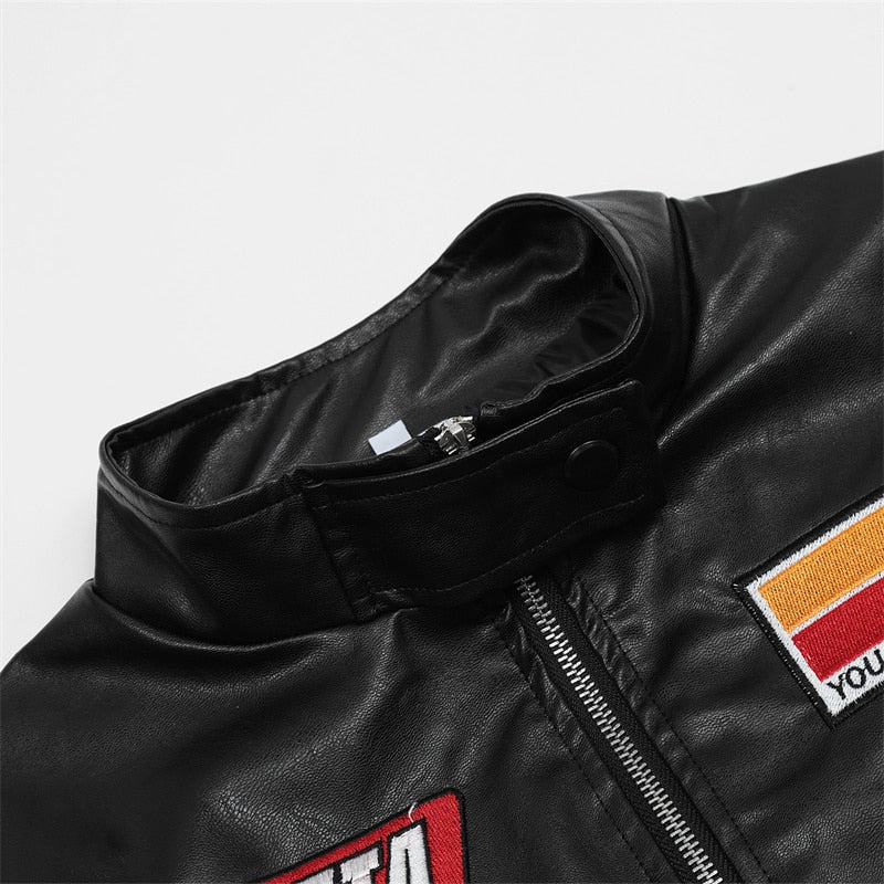Care Free Racing Leather Jacket