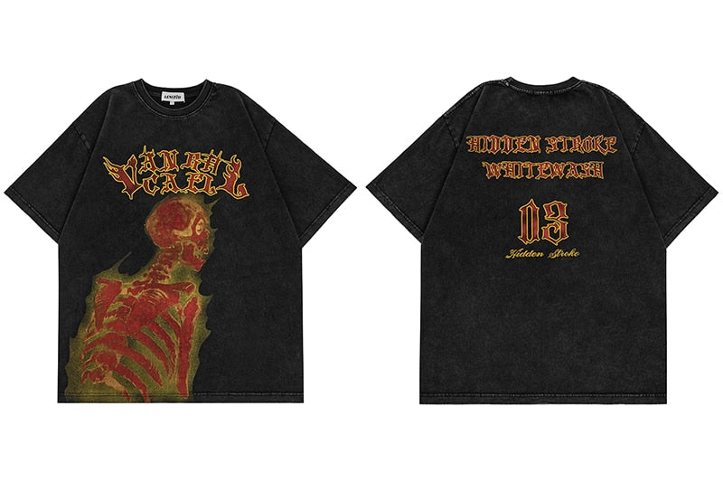 Flame Skeleton Graphic Tee