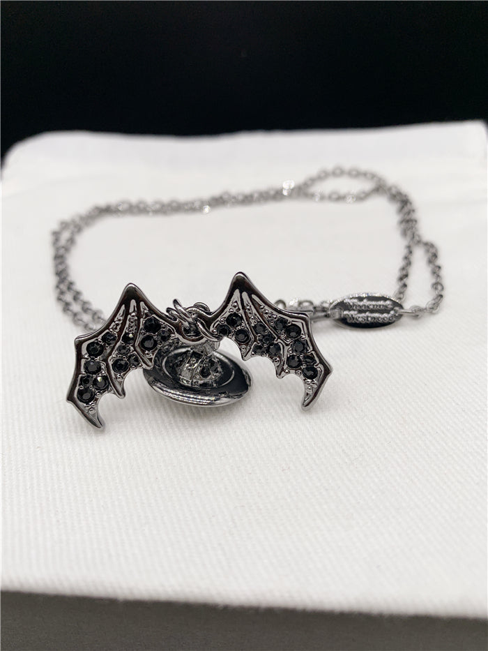 Bat Saturn Necklace