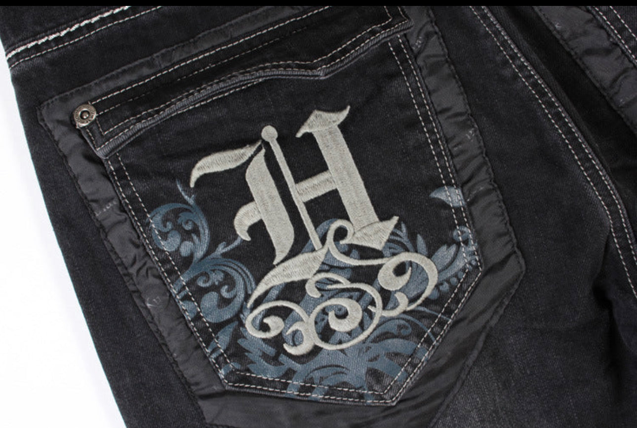 Men's Wings Embroidered Baggy Jeans
