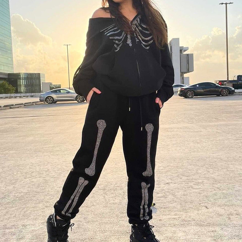 Women's Y2K Rhinestone Zip Up Jacket