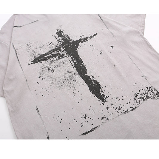Washed Vintage Cross Printed Tee