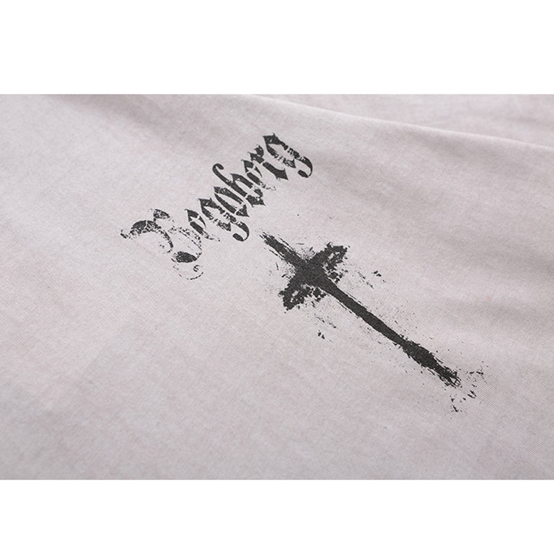 Washed Vintage Cross Printed Tee