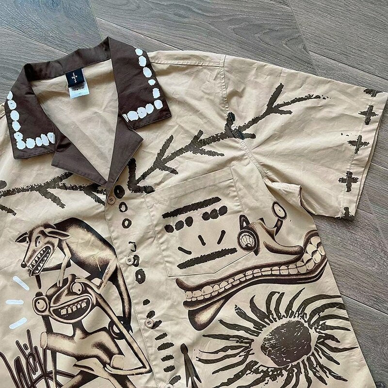 Button Up Brown Graphic Shirt