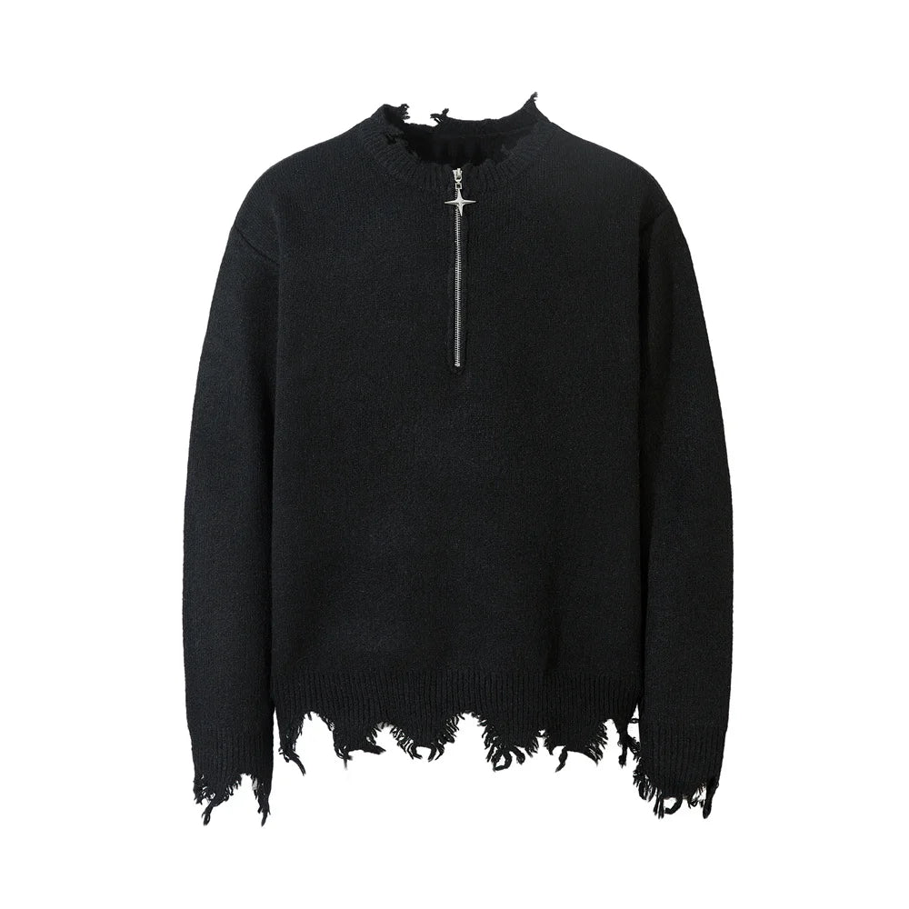 Raw Edge Knitted Sweater