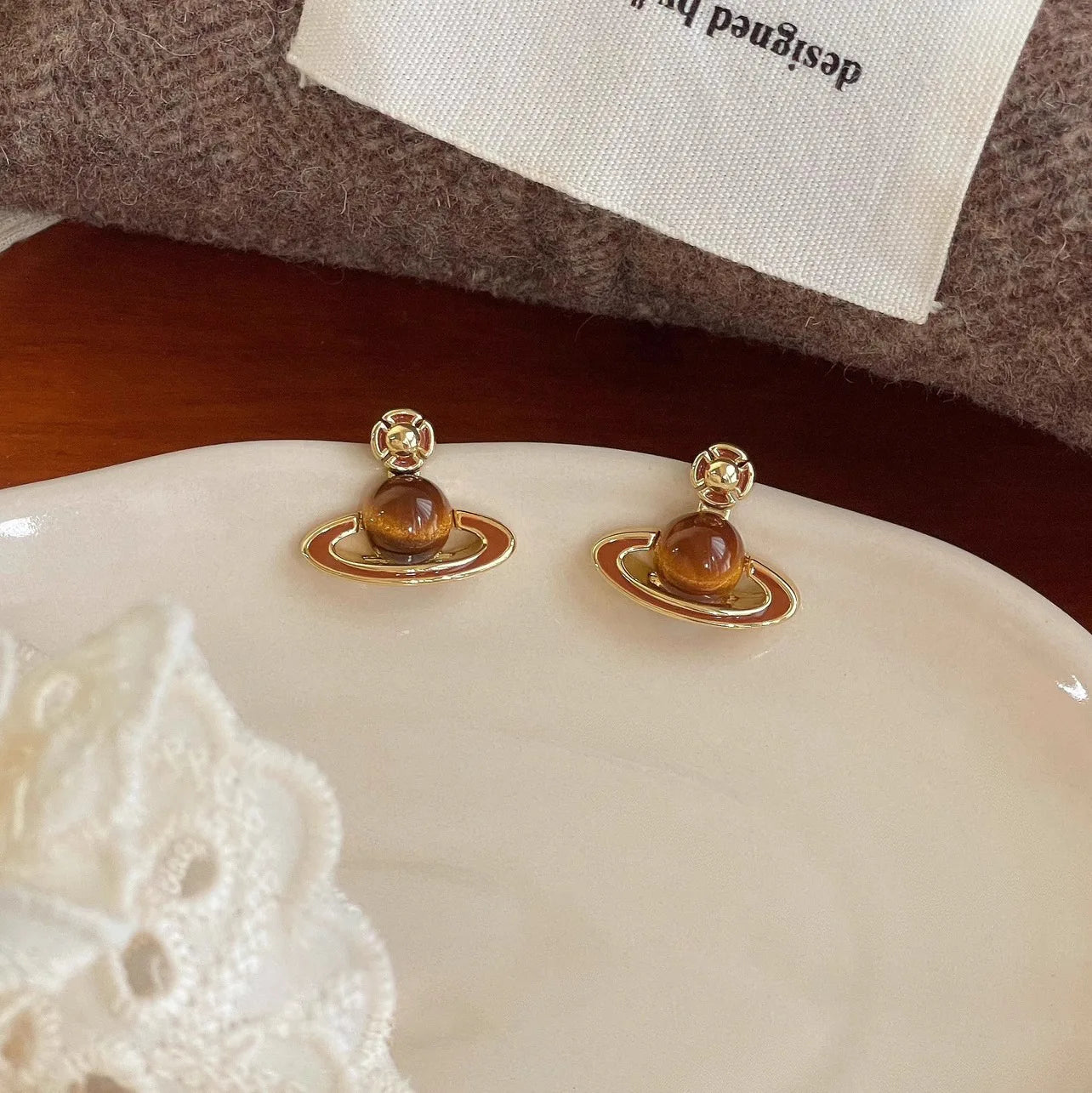 Saturn Wood Earring's