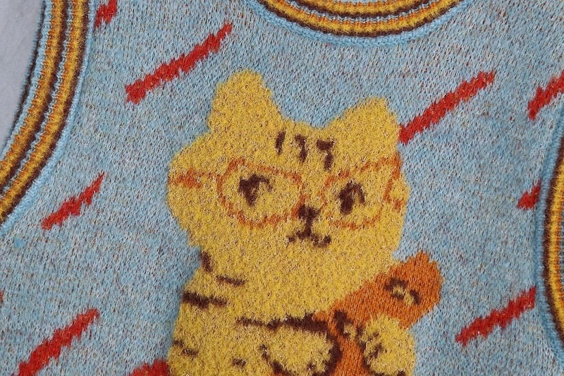 Orange Cat Sweater Vest
