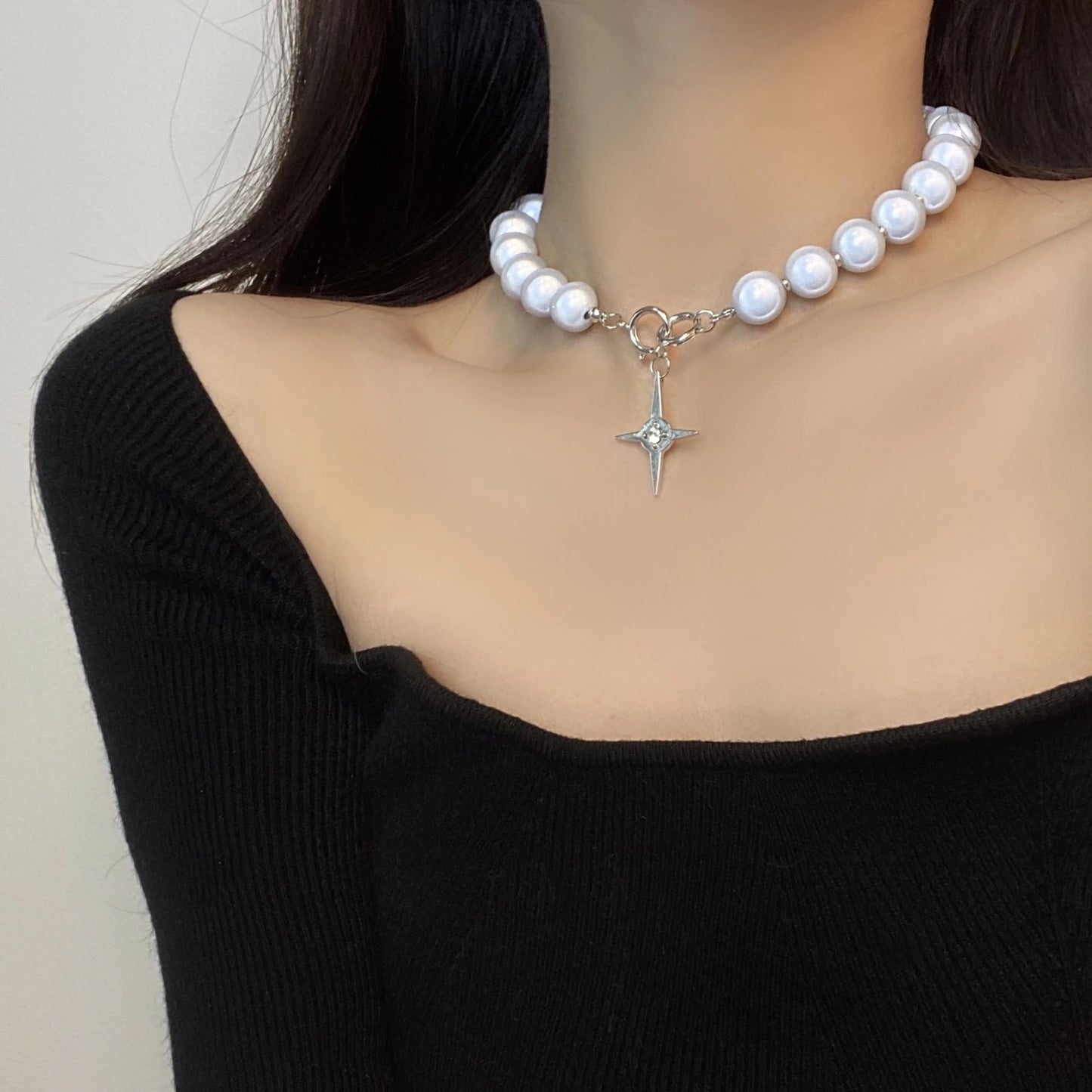 Reflective Pearl Necklace