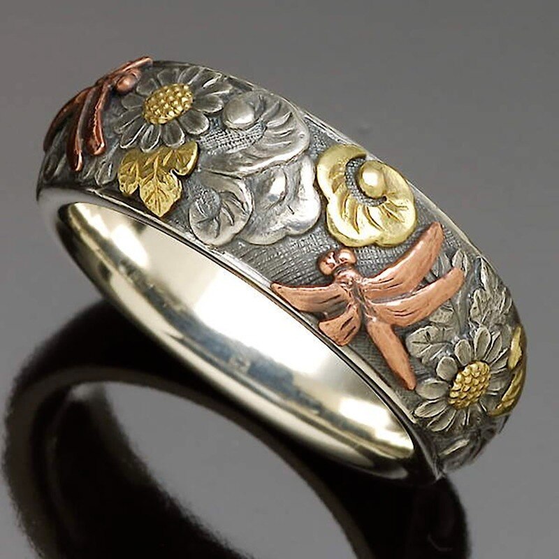 Vintage Silver Sunflower Ring