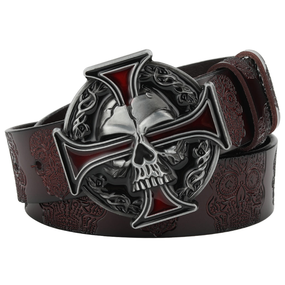 Dark Skull Leather Belt