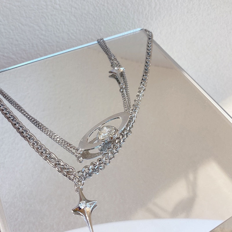 Crystal Silver Heart Necklace
