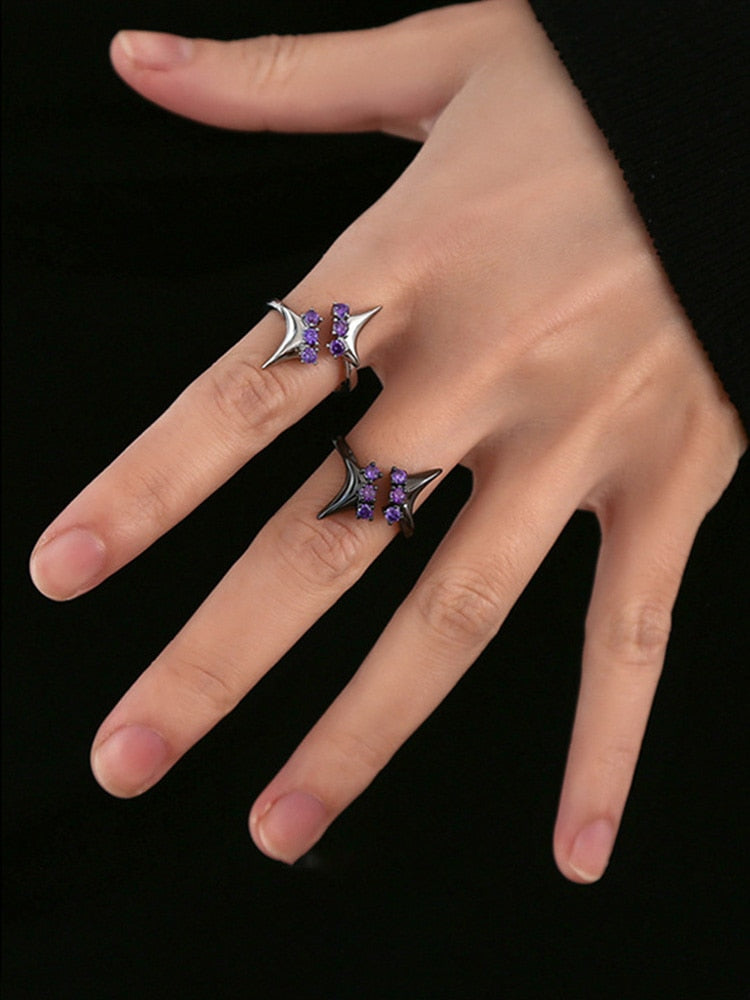 Purple Rhinestones Adjustable Ring