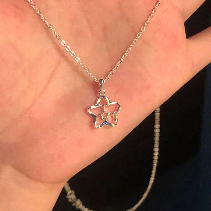 Hollow Stars Stainless Steel Necklace