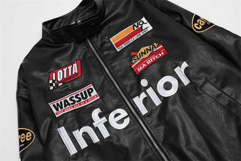 Care Free Racing Leather Jacket