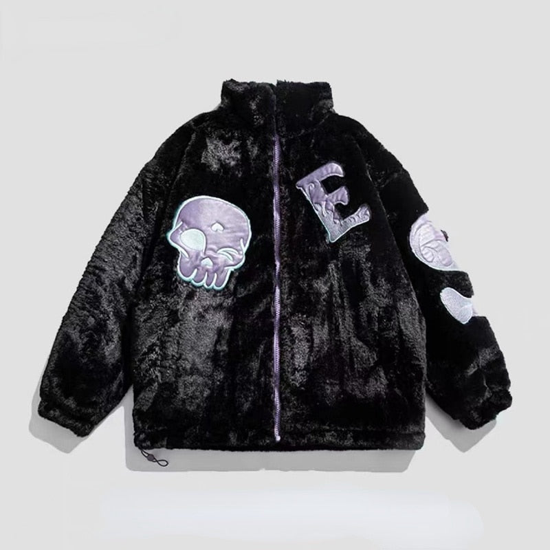 Skull's Embroidered Fur Jacket