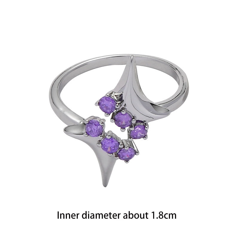 Purple Rhinestones Adjustable Ring