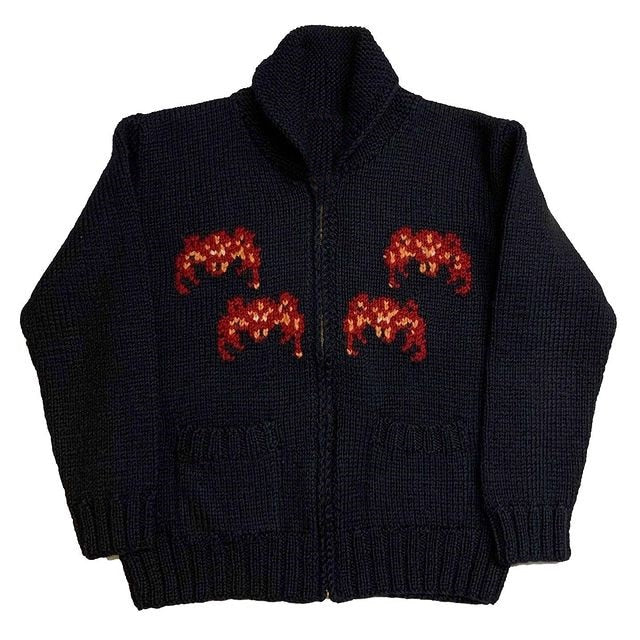 Spider Web Knitted Zip Up Sweater