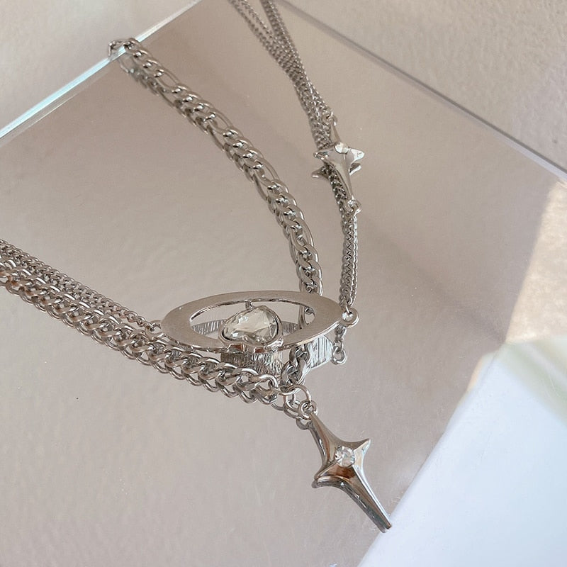 Crystal Silver Heart Necklace