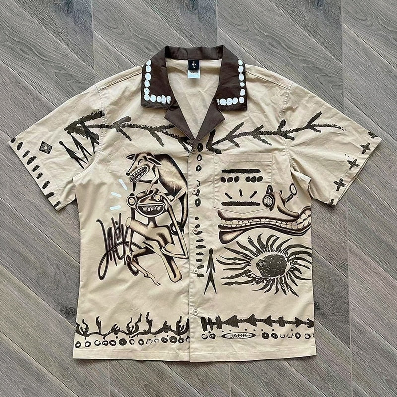 Button Up Brown Graphic Shirt