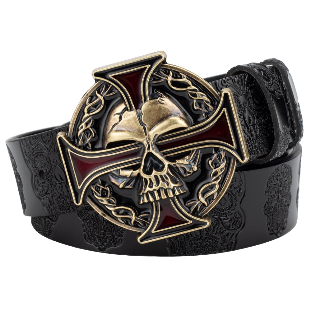 Dark Skull Leather Belt
