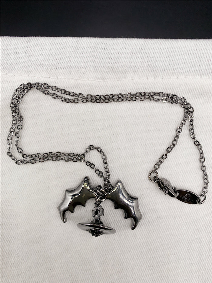 Bat Saturn Necklace