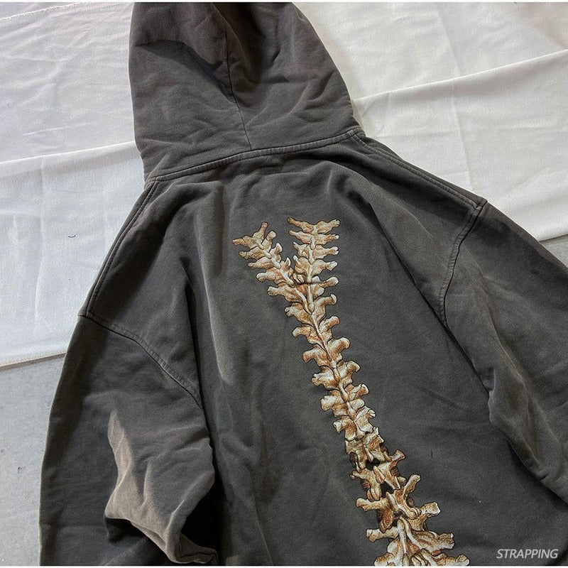 Y2K Streetwear Skeleton Zip Up Jacket